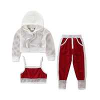 Load image into Gallery viewer, 3 Pieces Set Baby Kid Girls Solid Color Tops And Leopard Camo Love heart Print Tank Tops And Pants Shorts Wholesale 220402168
