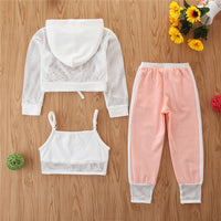 Load image into Gallery viewer, 3 Pieces Set Baby Kid Girls Solid Color Tops And Leopard Camo Love heart Print Tank Tops And Pants Shorts Wholesale 220402168
