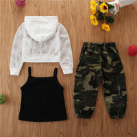 Load image into Gallery viewer, 3 Pieces Set Baby Kid Girls Solid Color Tops And Leopard Camo Love heart Print Tank Tops And Pants Shorts Wholesale 220402168
