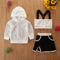 Load image into Gallery viewer, 3 Pieces Set Baby Kid Girls Solid Color Tops And Leopard Camo Love heart Print Tank Tops And Pants Shorts Wholesale 220402168
