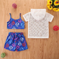 Load image into Gallery viewer, 3 Pieces Set Baby Kid Girls Solid Color Tops And Leopard Camo Love heart Print Tank Tops And Pants Shorts Wholesale 220402168
