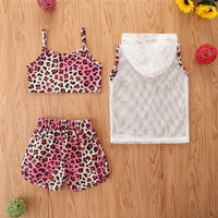 Load image into Gallery viewer, 3 Pieces Set Baby Kid Girls Solid Color Tops And Leopard Camo Love heart Print Tank Tops And Pants Shorts Wholesale 220402168
