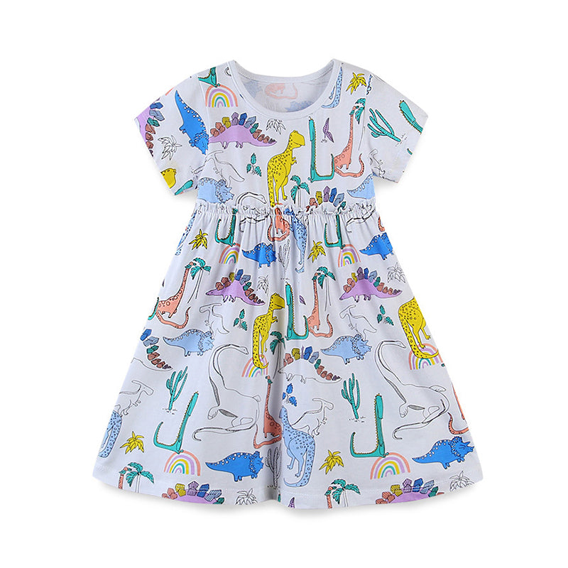 Baby Kid Girls Cartoon Plant Print Dresses Wholesale 220402191