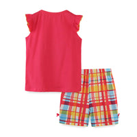Load image into Gallery viewer, 2 Pieces Set Baby Kid Girls Cartoon Embroidered Tank Tops Checked And Bow Shorts Wholesale 220402210
