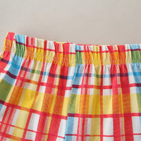 Load image into Gallery viewer, 2 Pieces Set Baby Kid Girls Cartoon Embroidered Tank Tops Checked And Bow Shorts Wholesale 220402210
