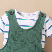 Load image into Gallery viewer, 2 Pieces Set Baby Girls Boys Striped T-Shirts Animals Cartoon And Embroidered Rompers Wholesale 220402248
