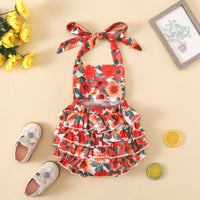 Load image into Gallery viewer, Baby Girls Flower Print Rompers Wholesale 220402261
