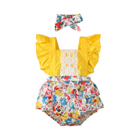 Load image into Gallery viewer, Baby Girls Flower Lace Print Rompers Wholesale 220402264
