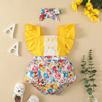 Load image into Gallery viewer, Baby Girls Flower Lace Print Rompers Wholesale 220402264
