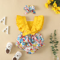 Load image into Gallery viewer, Baby Girls Flower Lace Print Rompers Wholesale 220402264
