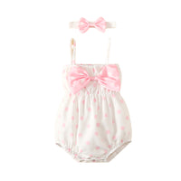 Load image into Gallery viewer, Baby Girls Polka dots Bow Rompers Wholesale 220402266
