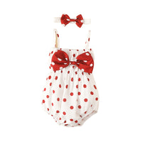 Load image into Gallery viewer, Baby Girls Polka dots Bow Rompers Wholesale 220402266
