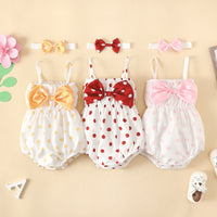 Load image into Gallery viewer, Baby Girls Polka dots Bow Rompers Wholesale 220402266
