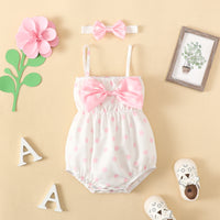 Load image into Gallery viewer, Baby Girls Polka dots Bow Rompers Wholesale 220402266

