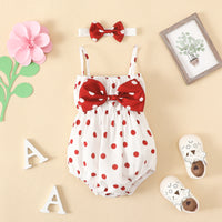Load image into Gallery viewer, Baby Girls Polka dots Bow Rompers Wholesale 220402266
