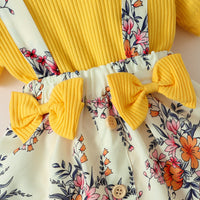 Load image into Gallery viewer, 3 Pieces Set Baby Girls Solid Color Muslin&amp;Ribbed Print Rompers Flower Dresses And Bow Headwear Wholesale 220402280
