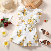 Load image into Gallery viewer, Baby Kid Girls Flower Bow Print Jumpsuits Wholesale 220402281
