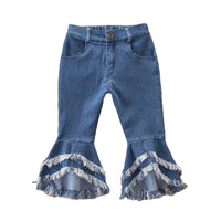 Load image into Gallery viewer, Baby Kid Girls Solid Color Leopard print Ripped Pants Jeans Wholesale 22040229
