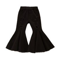 Load image into Gallery viewer, Baby Kid Girls Solid Color Leopard print Ripped Pants Jeans Wholesale 22040229
