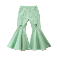 Load image into Gallery viewer, Baby Kid Girls Solid Color Leopard print Ripped Pants Jeans Wholesale 22040229
