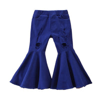 Load image into Gallery viewer, Baby Kid Girls Solid Color Leopard print Ripped Pants Jeans Wholesale 22040229
