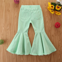 Load image into Gallery viewer, Baby Kid Girls Solid Color Leopard print Ripped Pants Jeans Wholesale 22040229
