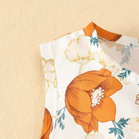 Load image into Gallery viewer, 3 Pieces Set Baby Girls Flower Print Dresses Solid Color Shorts And Bow Headwear Wholesale 220402298
