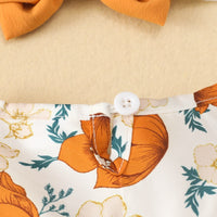 Load image into Gallery viewer, 3 Pieces Set Baby Girls Flower Print Dresses Solid Color Shorts And Bow Headwear Wholesale 220402298
