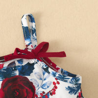 Load image into Gallery viewer, 2 Pieces Set Baby Girls Flower Bow Print Tops And Ribbon Shorts Wholesale 220402306
