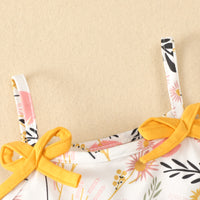 Load image into Gallery viewer, 2 Pieces Set Baby Girls Flower Bow Print Tops And Ribbon Shorts Wholesale 220402306
