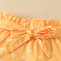 Load image into Gallery viewer, 2 Pieces Set Baby Girls Flower Bow Print Tops And Ribbon Shorts Wholesale 220402306

