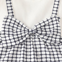 Load image into Gallery viewer, 3 Pieces Set Baby Kid Girls Color-blocking Flower Bow Muslin&amp;Ribbed Print Tops And Checked Ribbon Pants And Headwear Wholesale 220402313
