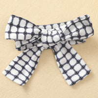Load image into Gallery viewer, 3 Pieces Set Baby Kid Girls Color-blocking Flower Bow Muslin&amp;Ribbed Print Tops And Checked Ribbon Pants And Headwear Wholesale 220402313

