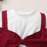 Load image into Gallery viewer, 3 Pieces Set Baby Kid Girls Color-blocking Flower Bow Muslin&amp;Ribbed Print Tops And Checked Ribbon Pants And Headwear Wholesale 220402313
