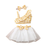 Load image into Gallery viewer, 2 Pieces Set Baby Girls Checked Tops And Bow Skirts Wholesale 220402338
