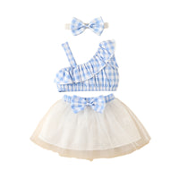 Load image into Gallery viewer, 2 Pieces Set Baby Girls Checked Tops And Bow Skirts Wholesale 220402338
