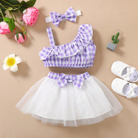 Load image into Gallery viewer, 2 Pieces Set Baby Girls Checked Tops And Bow Skirts Wholesale 220402338
