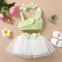 Load image into Gallery viewer, 2 Pieces Set Baby Girls Checked Tops And Bow Skirts Wholesale 220402338

