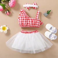 Load image into Gallery viewer, 2 Pieces Set Baby Girls Checked Tops And Bow Skirts Wholesale 220402338
