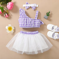 Load image into Gallery viewer, 2 Pieces Set Baby Girls Checked Tops And Bow Skirts Wholesale 220402338
