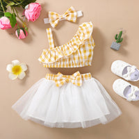 Load image into Gallery viewer, 2 Pieces Set Baby Girls Checked Tops And Bow Skirts Wholesale 220402338
