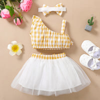 Load image into Gallery viewer, 2 Pieces Set Baby Girls Checked Tops And Bow Skirts Wholesale 220402338
