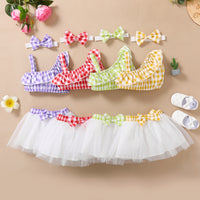 Load image into Gallery viewer, 2 Pieces Set Baby Girls Checked Tops And Bow Skirts Wholesale 220402338
