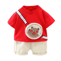 Load image into Gallery viewer, 2 Pieces Set Baby Kid Boys Cartoon T-Shirts And Solid Color Shorts Wholesale 220402344
