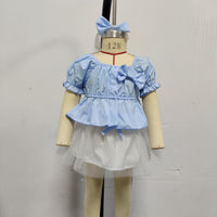 Load image into Gallery viewer, 3 Pieces Set Baby Kid Girls Bow Headwear Solid Color T-Shirts And Lace Skirts Wholesale 220402345
