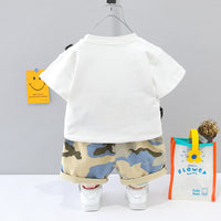 Load image into Gallery viewer, 2 Pieces Set Baby Kid Boys Color-blocking Print Tops And Camo Shorts Wholesale 220402365
