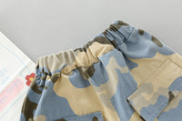Load image into Gallery viewer, 2 Pieces Set Baby Kid Boys Color-blocking Print Tops And Camo Shorts Wholesale 220402365
