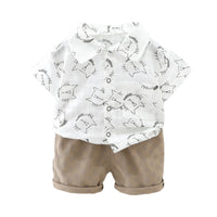 Load image into Gallery viewer, 2 Pieces Set Baby Kid Boys Animals Cartoon Print Shirts And Shorts Wholesale 220402398

