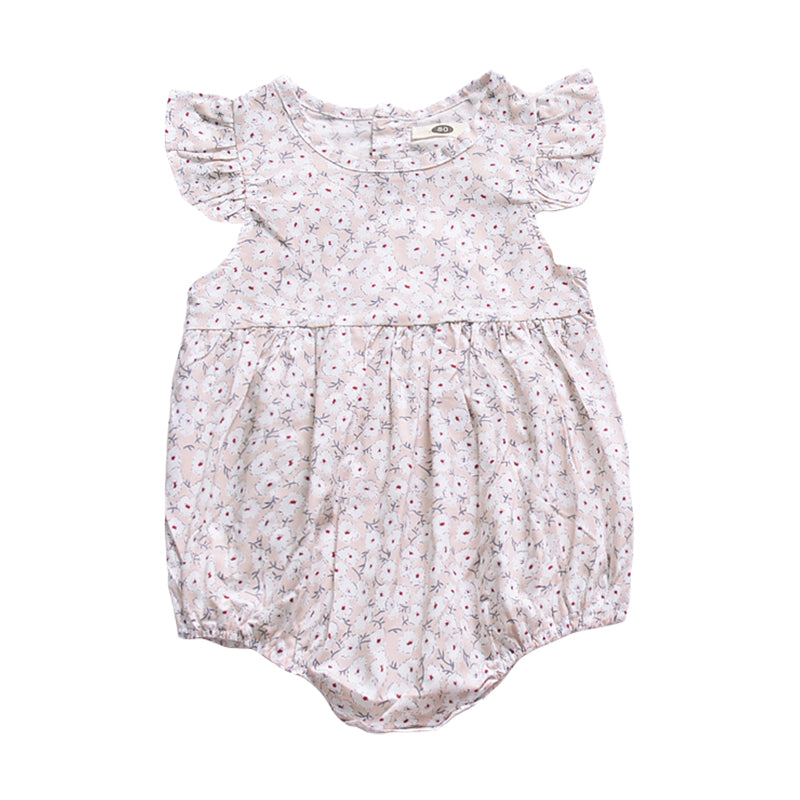 Baby Girls Flower Print Rompers Wholesale 22040273