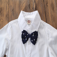 Load image into Gallery viewer, 2 Pieces Set Baby Kid Boys Birthday Party Bow Shirts And Color-blocking Rompers Wholesale 22040275
